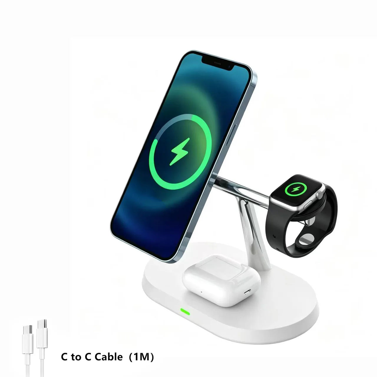 3 in 1 Magnetic Wireless Charger Stand for Magsafe Iphone 16/15/14/13/12 Apple Watch 8/7 & Airpods Pro Fast Charging Station