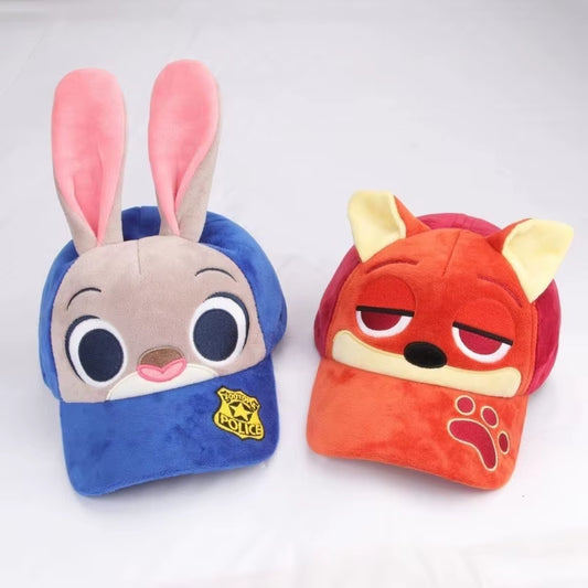 Zootopia Judy Nick Cute Versatile Warm Windproof Outdoor Casual Fashion Plush Baseball Cap Anime Cartoon Surprise Gift for Fans