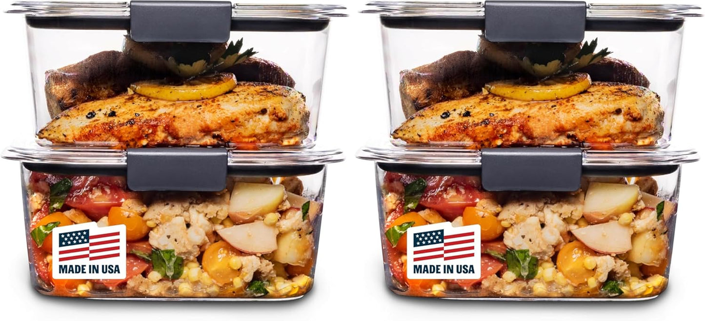 Brilliance Food Storage Containers BPA Free Airtight Lids Ideal for Lunch Meal Prep & Leftovers Set of 5 (3.2 Cup)