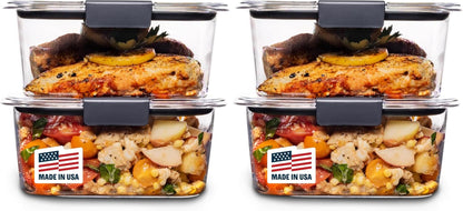 Brilliance Food Storage Containers BPA Free Airtight Lids Ideal for Lunch Meal Prep & Leftovers Set of 5 (3.2 Cup)
