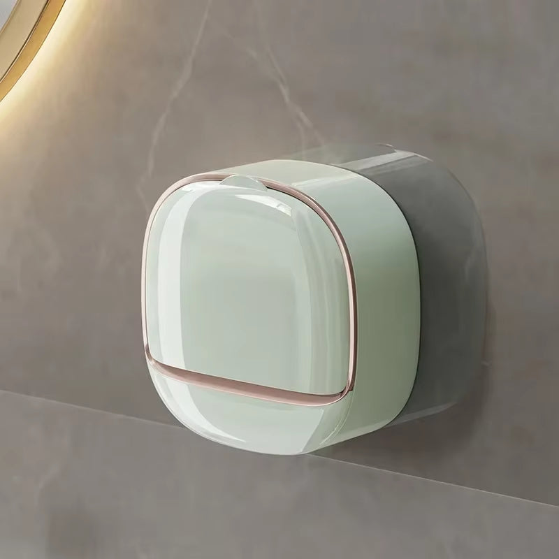 Bathroom Drain Soap Box Wall Mounted ABS Soap Box with Lid Waterproof Soap Dish Dishes Storage Box Travel Organizer Case Storage
