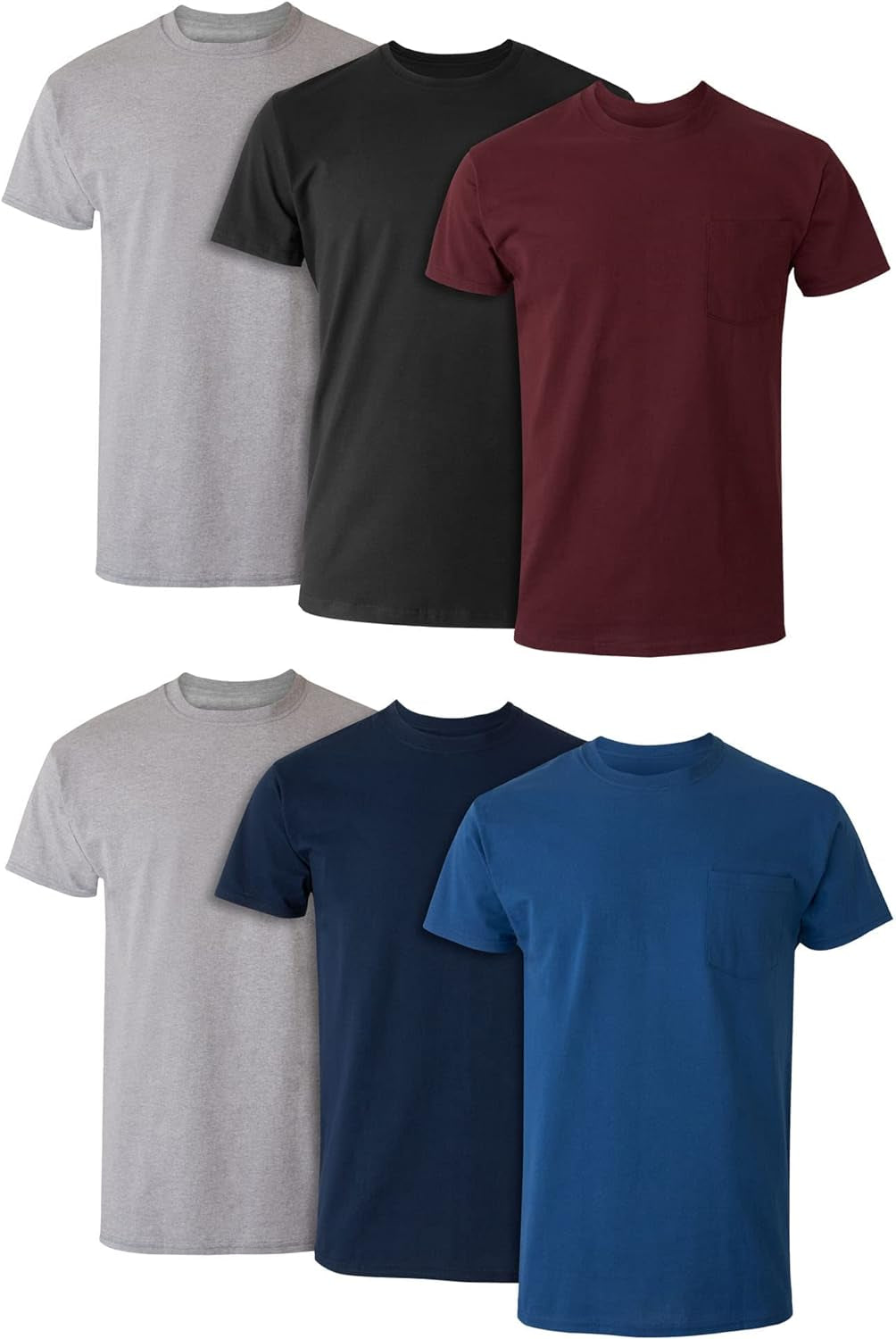 Men'S Pocket T-Shirt Pack, 6-Pack, Cool & Breathable Cotton Tees, Stay-Tucked Undershirts for Men