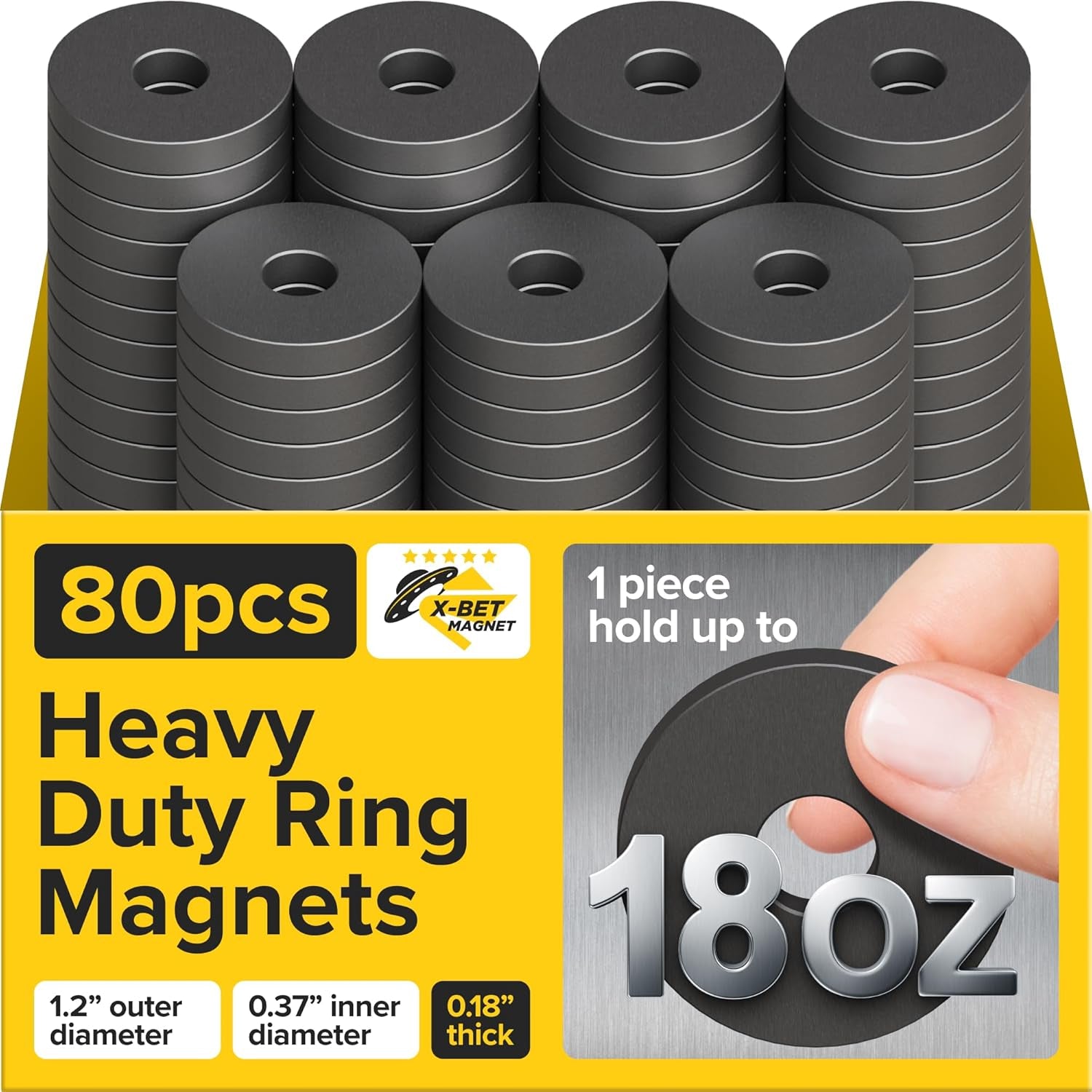 X-Bet Strong Magnets Heavy Duty - Round, Small and Strong Ceramic for Whiteboard or Fridge - 62Pcs