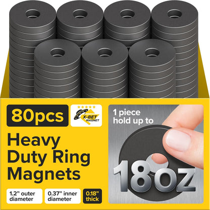 X-Bet Strong Magnets Heavy Duty - Round, Small and Strong Ceramic for Whiteboard or Fridge - 62Pcs