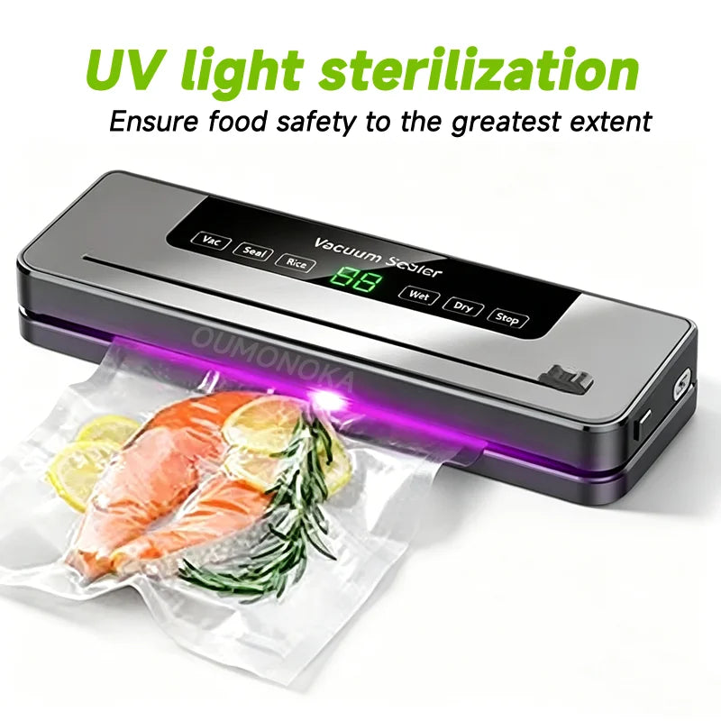 Electric Vacuum Packaging Machine Food Storage Seal Touch Button Dry/Wet Built-In Cutter Kitchen Food Sealing Vacuum Sealer