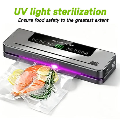 Electric Vacuum Packaging Machine Food Storage Seal Touch Button Dry/Wet Built-In Cutter Kitchen Food Sealing Vacuum Sealer