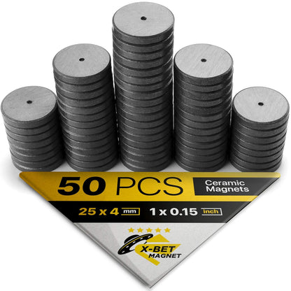 X-Bet Strong Magnets Heavy Duty - Round, Small and Strong Ceramic for Whiteboard or Fridge - 62Pcs