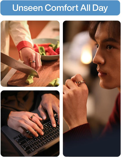 Gen 2 Air, Ultra-Thin AI Smart Ring, 10-Day Battery Life, Fitness/Sleep/Stress/Hr Tracker for Women&Men, No App Fee for Standard Features, Ios & Android Compatible (Size 6, Dune Gold)