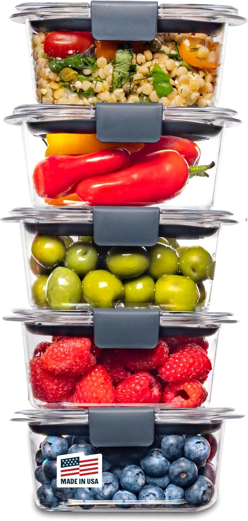 Brilliance Food Storage Containers BPA Free Airtight Lids Ideal for Lunch Meal Prep & Leftovers Set of 5 (3.2 Cup)