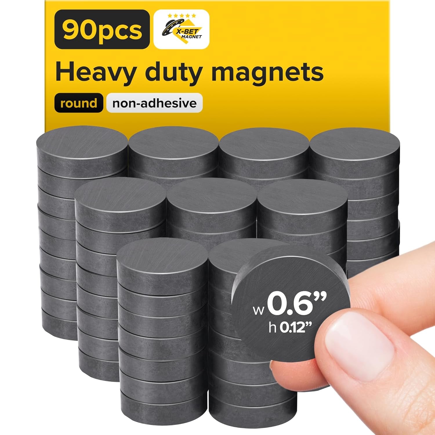 X-Bet Strong Magnets Heavy Duty - Round, Small and Strong Ceramic for Whiteboard or Fridge - 62Pcs