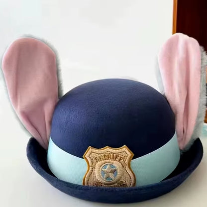 New Judy Hat Rabbit Bowler Hat Zootopia Police Officer Judy Hat Children'S Adult Cosplay Headband Headwear Hat Cute Gift Hot
