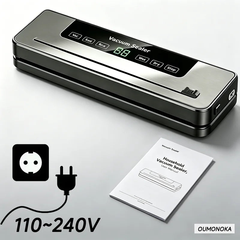 Electric Vacuum Packaging Machine Food Storage Seal Touch Button Dry/Wet Built-In Cutter Kitchen Food Sealing Vacuum Sealer