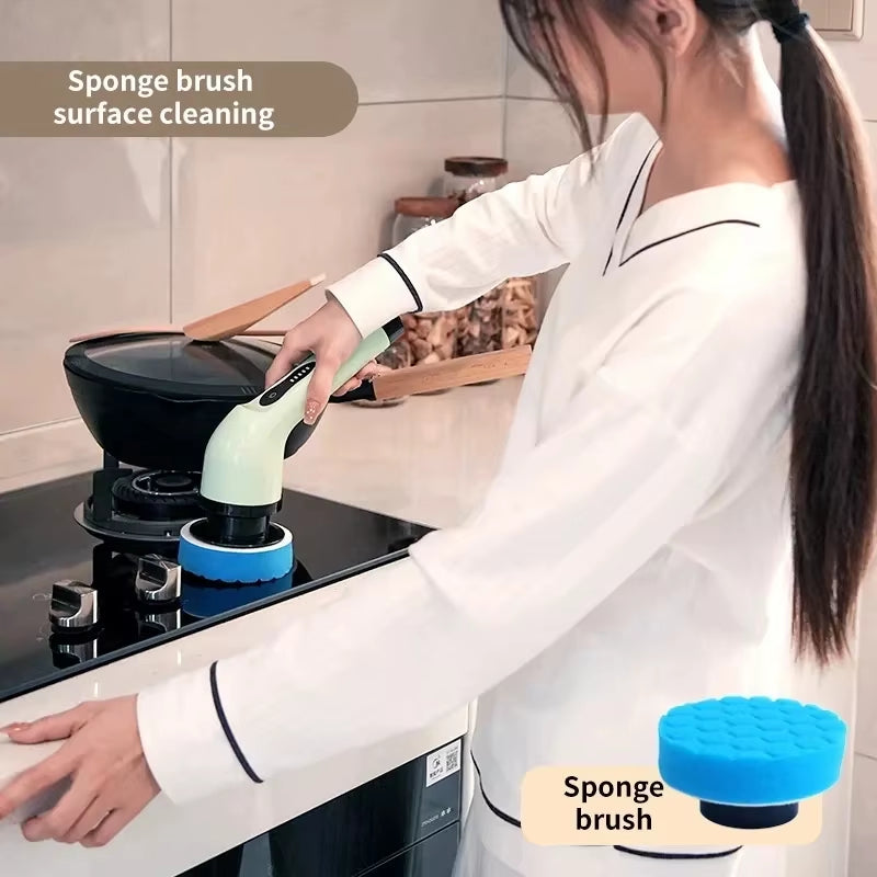 9-In-1 Electric Cleaning Brush Electric Spin Cleaning Scrubber Electric Cleaning Tools Parlour Kitchen Bathroom Cleaning Gadgets
