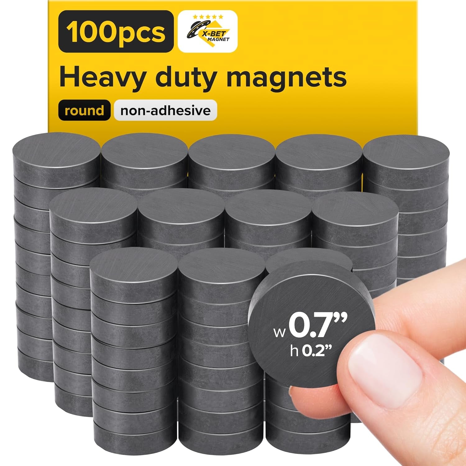 X-Bet Strong Magnets Heavy Duty - Round, Small and Strong Ceramic for Whiteboard or Fridge - 62Pcs