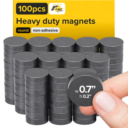 X-Bet Strong Magnets Heavy Duty - Round, Small and Strong Ceramic for Whiteboard or Fridge - 62Pcs