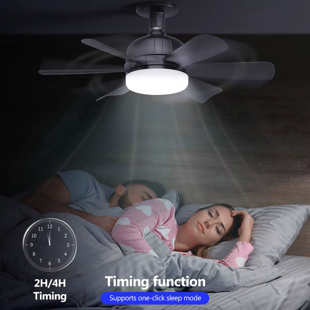 2-IN-1 Socket Fan Lights with Remote, Timing Funtion, 3 Color Temperature&6 Speeds, E26/E27 Bulb Ceiling Fans Lamps for Room