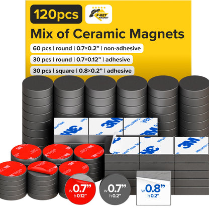 X-Bet Strong Magnets Heavy Duty - Round, Small and Strong Ceramic for Whiteboard or Fridge - 62Pcs