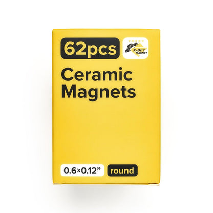 X-Bet Strong Magnets Heavy Duty - Round, Small and Strong Ceramic for Whiteboard or Fridge - 62Pcs