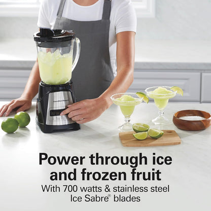 Power Elite Wave Action Blender for Smoothies, 40 Oz Glass Jar, 12 Functions Including Puree, Crush Ice, 700 Watts - Black (58148A)