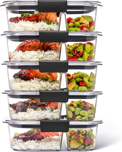 Brilliance Food Storage Containers BPA Free Airtight Lids Ideal for Lunch Meal Prep & Leftovers Set of 5 (3.2 Cup)