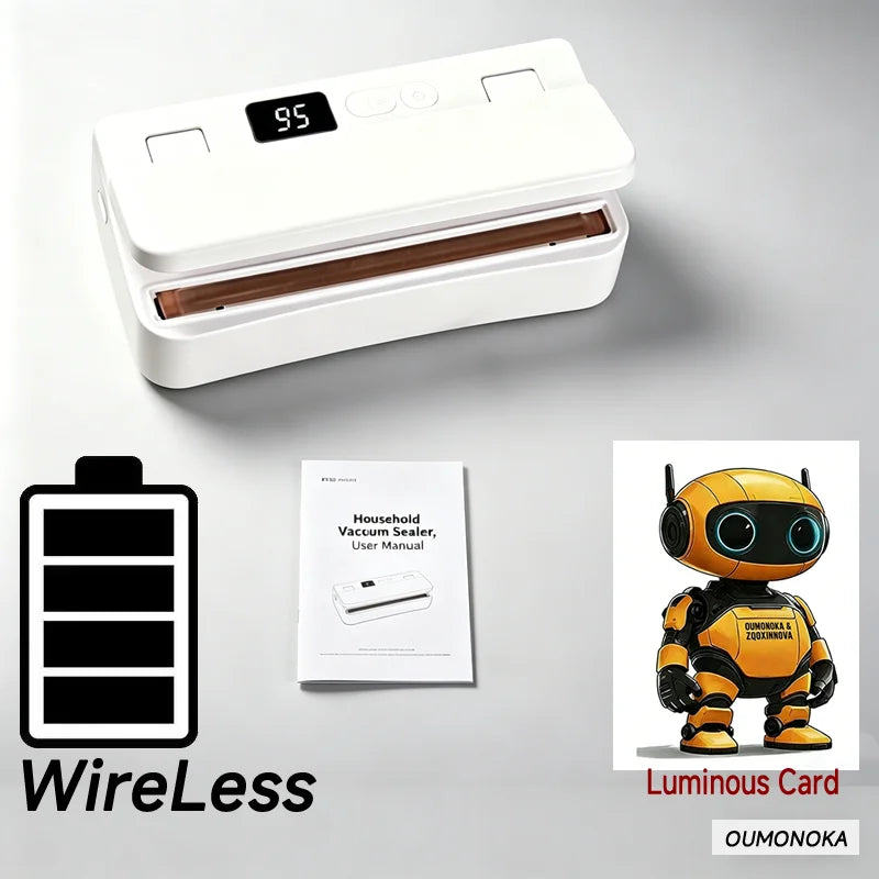 Electric Vacuum Packaging Machine Food Storage Seal Touch Button Dry/Wet Built-In Cutter Kitchen Food Sealing Vacuum Sealer