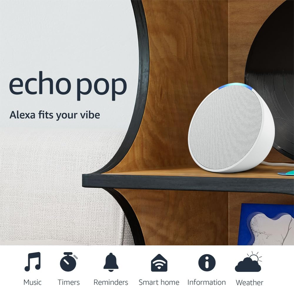 Echo Pop (Newest Model), Our Smallest Speaker with Alexa+ Early Access, Fits in Any Room, Charcoal