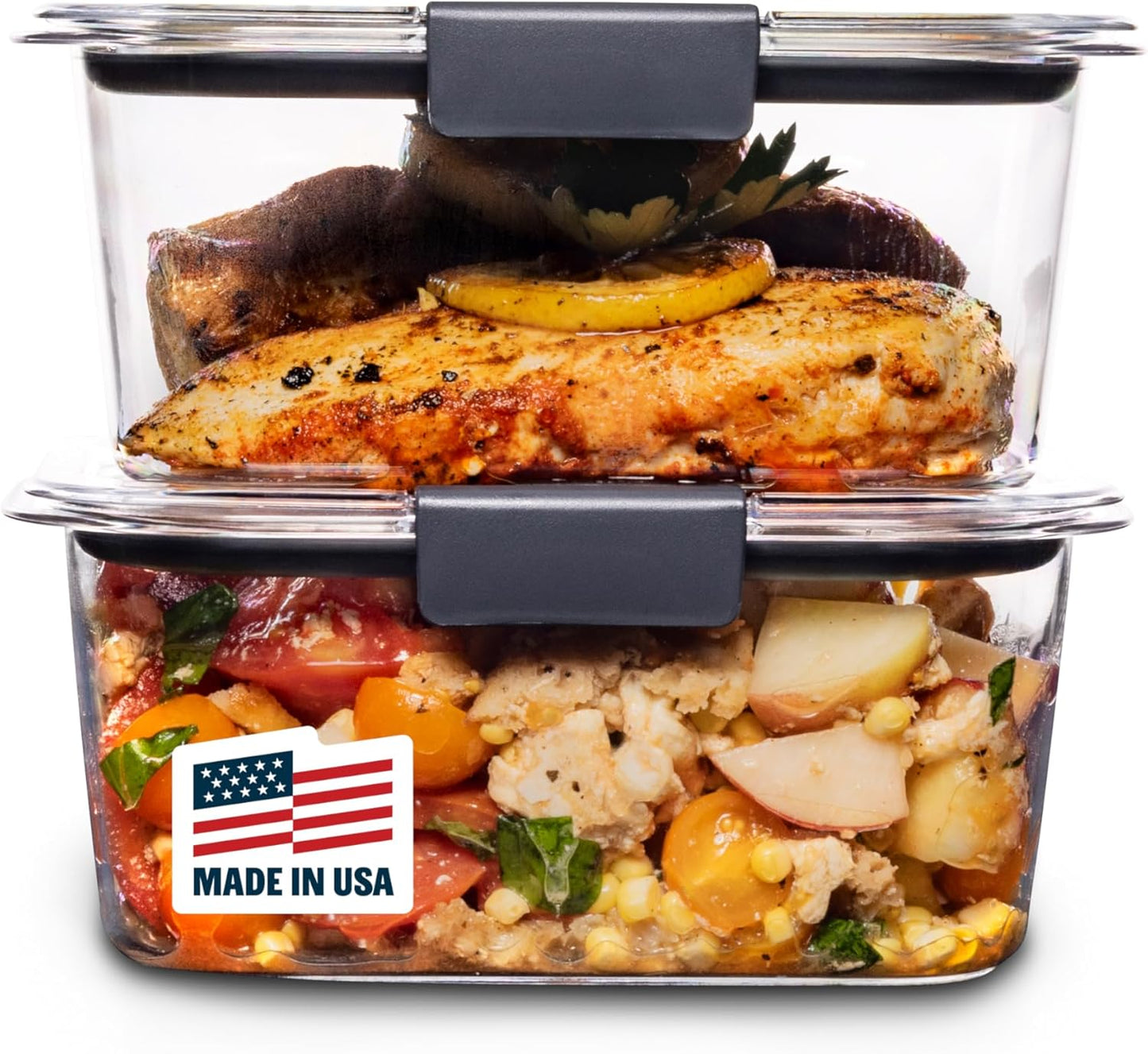 Brilliance Food Storage Containers BPA Free Airtight Lids Ideal for Lunch Meal Prep & Leftovers Set of 5 (3.2 Cup)