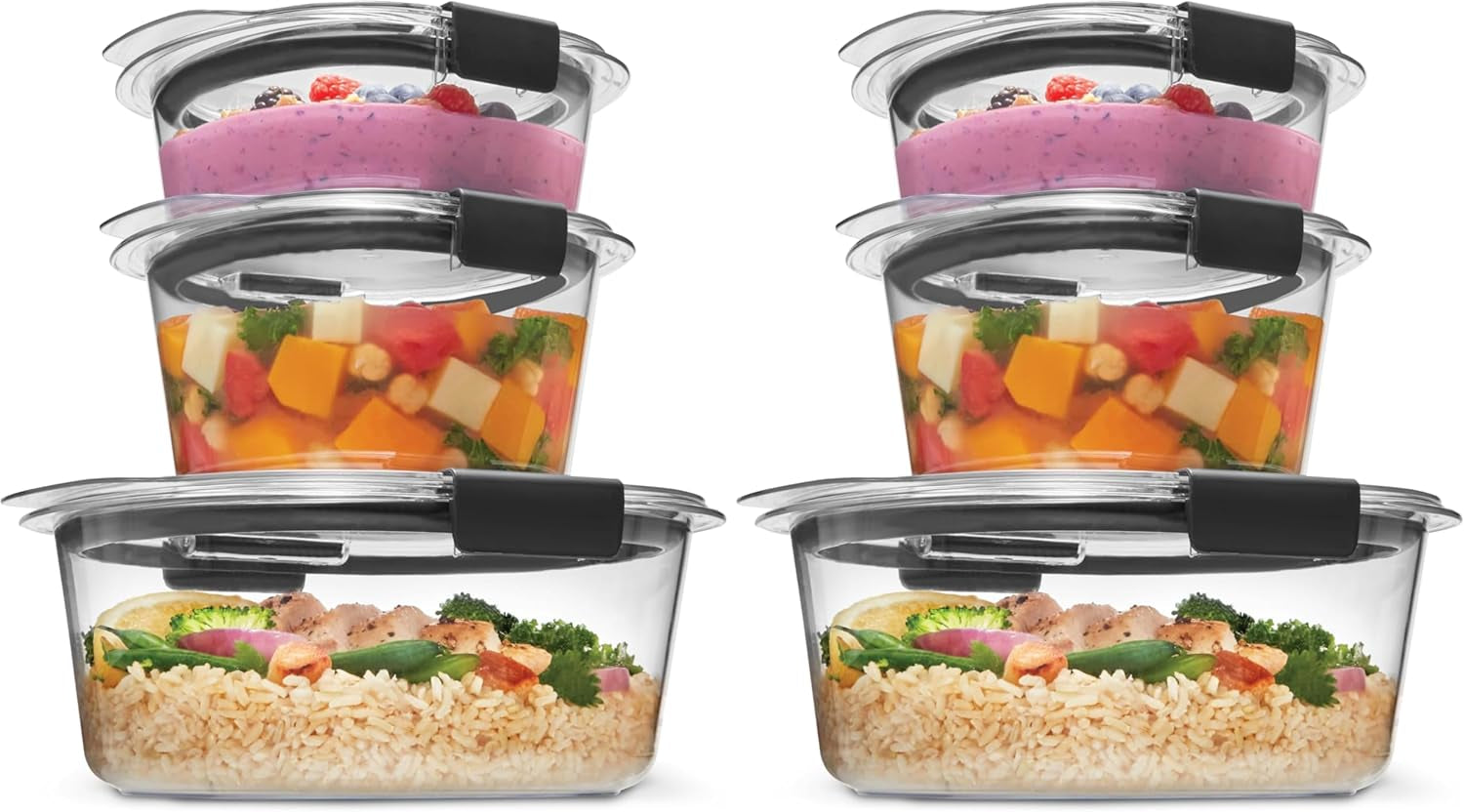 Brilliance Food Storage Containers BPA Free Airtight Lids Ideal for Lunch Meal Prep & Leftovers Set of 5 (3.2 Cup)