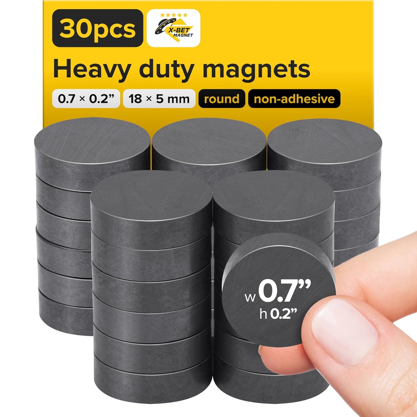 X-Bet Strong Magnets Heavy Duty - Round, Small and Strong Ceramic for Whiteboard or Fridge - 62Pcs