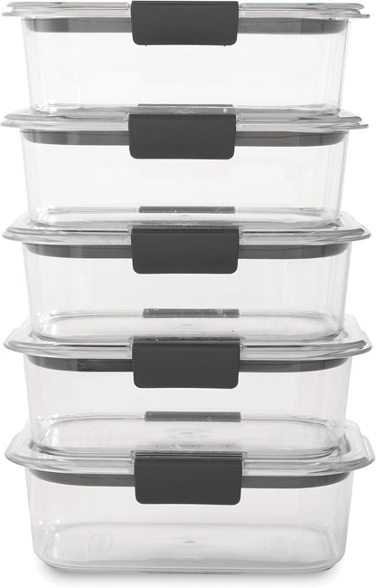 Brilliance Food Storage Containers BPA Free Airtight Lids Ideal for Lunch Meal Prep & Leftovers Set of 5 (3.2 Cup)