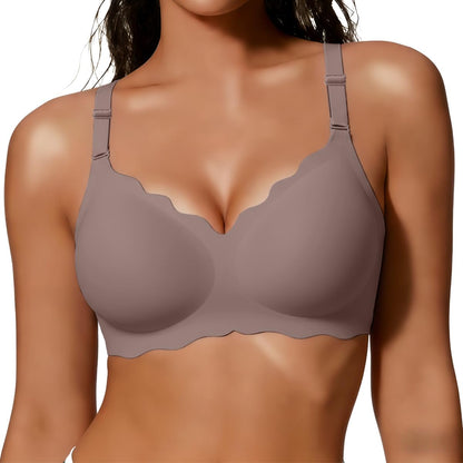 Women’s Seamless Jelly Push-Up Bralette – Wireless Scalloped T-Shirt Bra, Soft Comfort Everyday Wear