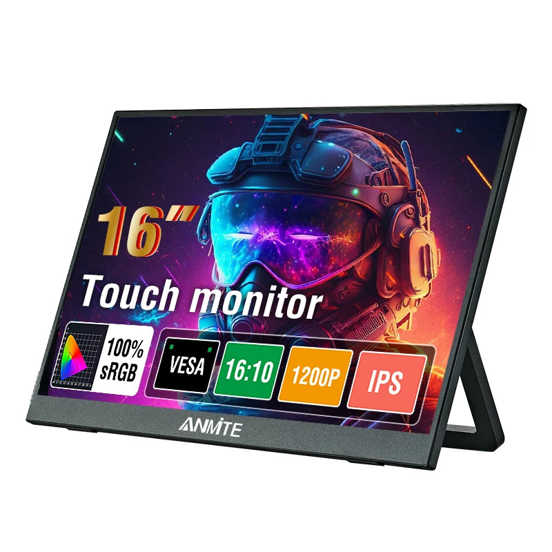 16-Inch 1200P HDR Portable Monitor, 16:10 Touch/Non-Touch, Compatible with Xbox, PlayStation, Switch, Smartphone, and PC/Laptop