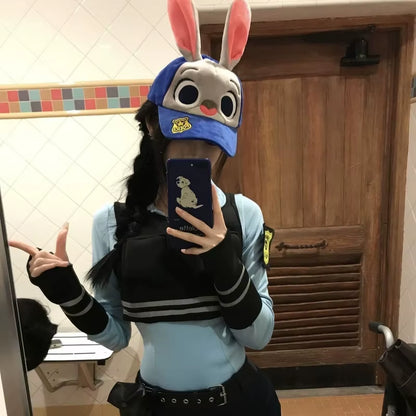 New Judy Hat Rabbit Bowler Hat Zootopia Police Officer Judy Hat Children'S Adult Cosplay Headband Headwear Hat Cute Gift Hot