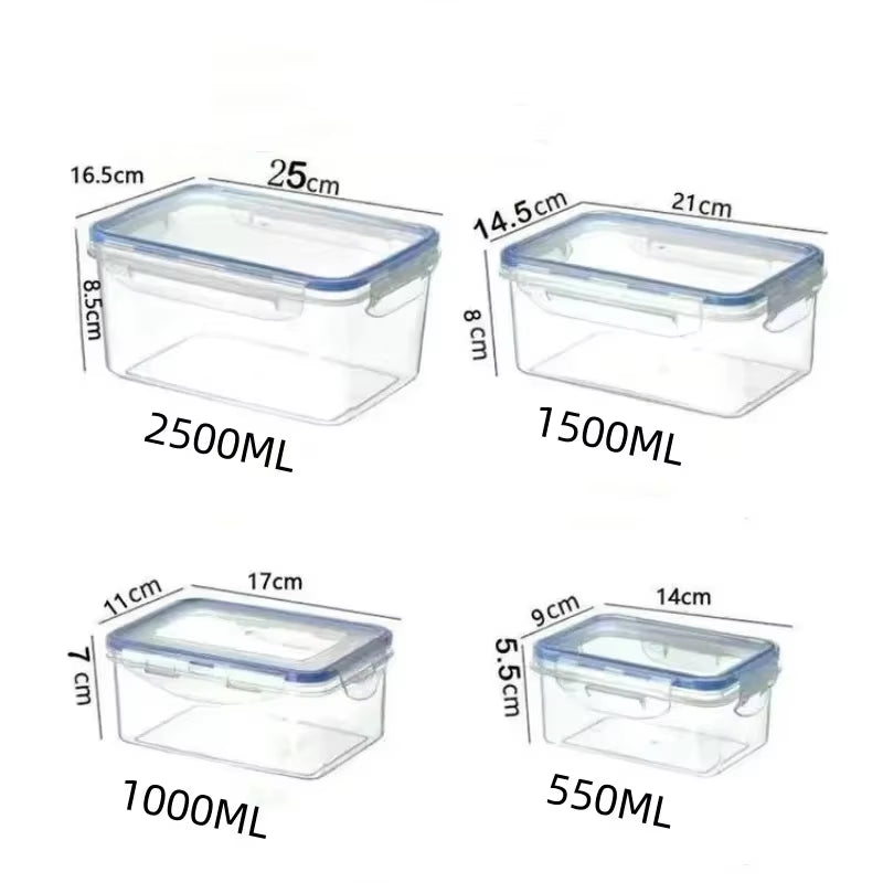 Sealed Rectangular Refrigerator Storage Box with Lid Plastic Crisper Microwave-Heated Lunch Box with Lid