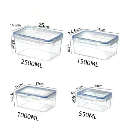Sealed Rectangular Refrigerator Storage Box with Lid Plastic Crisper Microwave-Heated Lunch Box with Lid