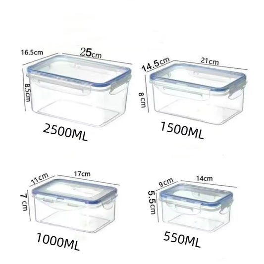 Sealed Rectangular Refrigerator Storage Box with Lid Plastic Crisper Microwave-Heated Lunch Box with Lid