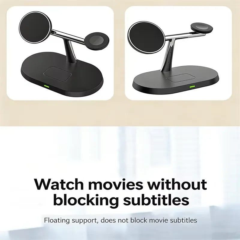 3 in 1 Magnetic Wireless Charger Stand for Magsafe Iphone 16/15/14/13/12 Apple Watch 8/7 & Airpods Pro Fast Charging Station