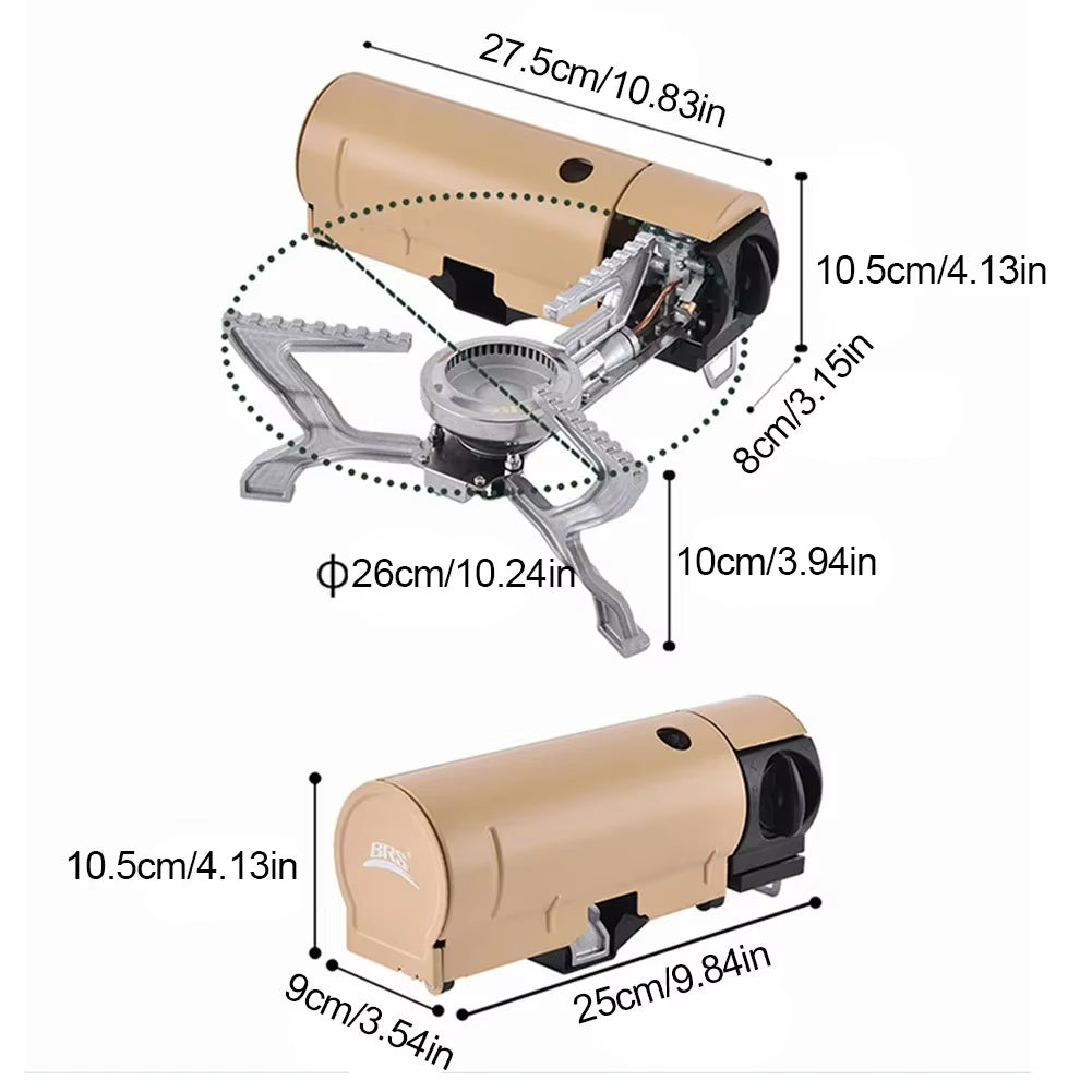 BRS Portable Outdoor Folding Cassette Stove Camping Butane High-Fire Integrated All-In-One Gas Stove Trekking Accessories