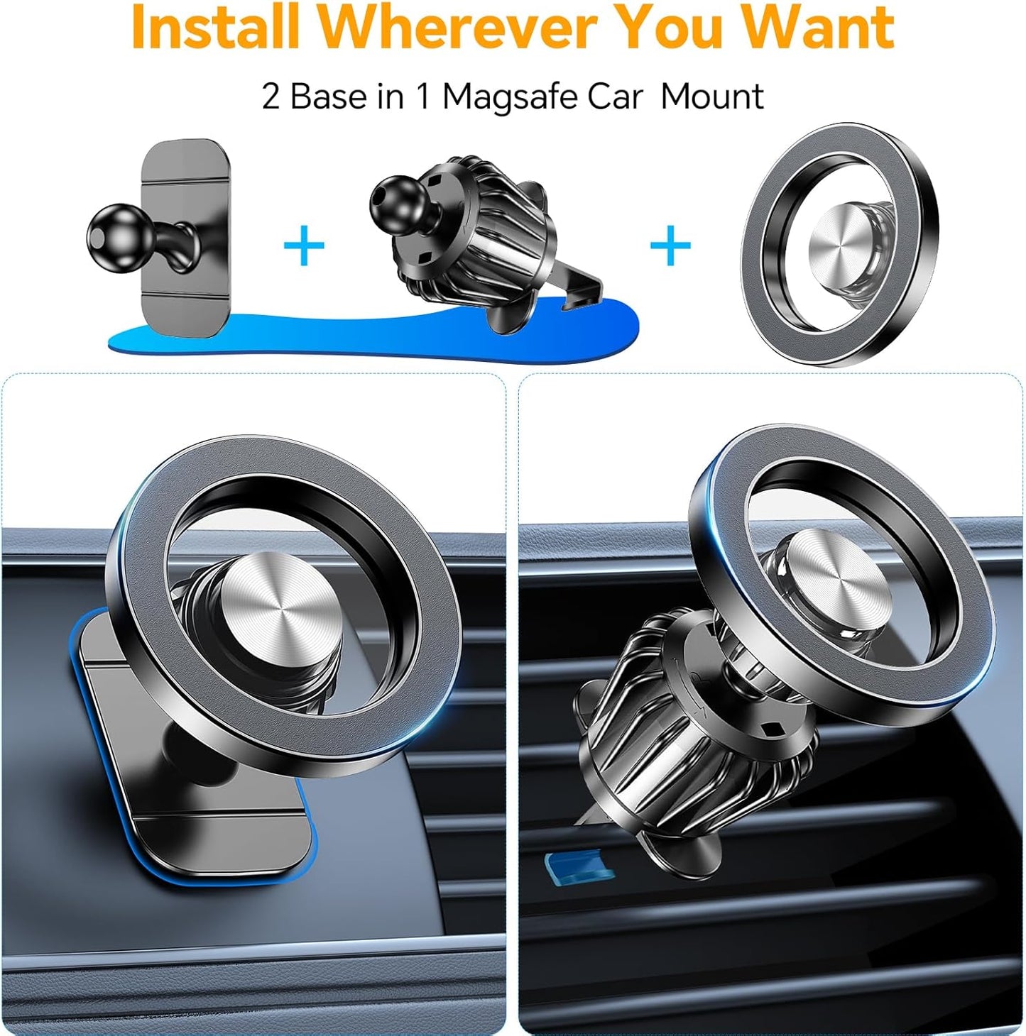 for Magsafe Car Mount【20 Strong Magnets】Magnetic Phone Holder for Car Phone Holder Mount Dash Mounted Holders Cell Phone Holders for Your Car Accessories for Women Men for Iphone 17 16 15 14