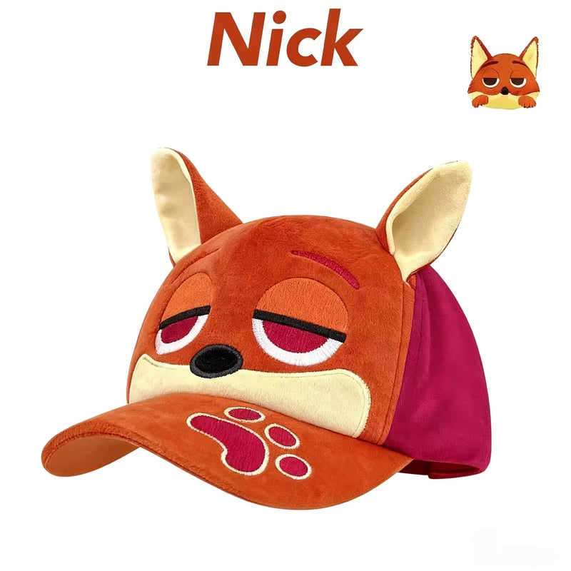 Zootopia Judy Nick Cute Versatile Warm Windproof Outdoor Casual Fashion Plush Baseball Cap Anime Cartoon Surprise Gift for Fans