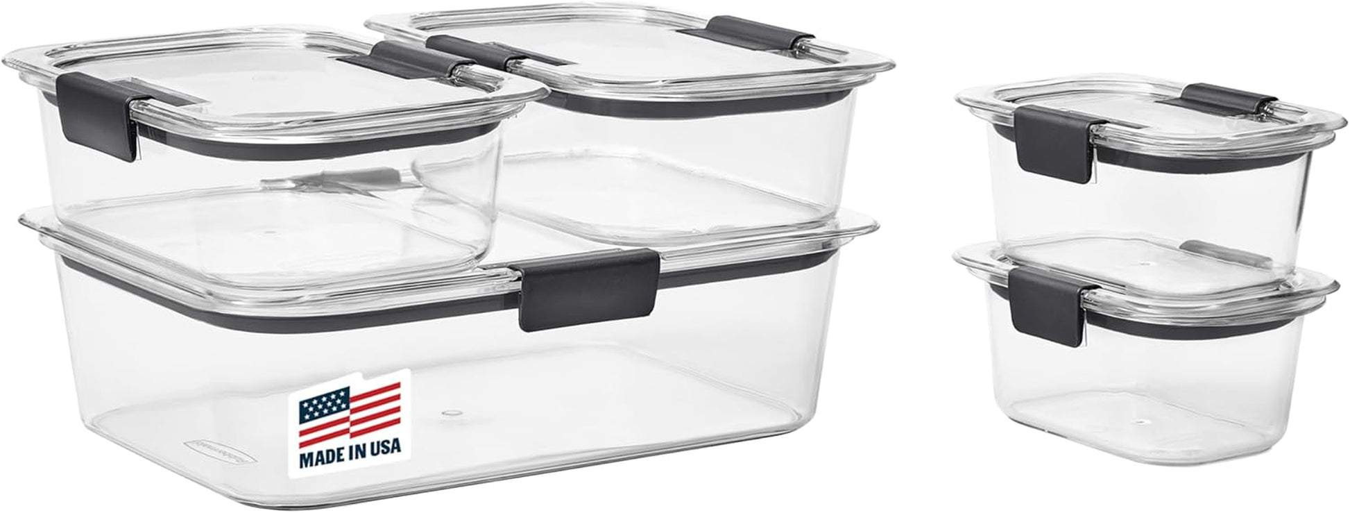 Brilliance Food Storage Containers BPA Free Airtight Lids Ideal for Lunch Meal Prep & Leftovers Set of 5 (3.2 Cup)