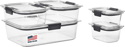 Brilliance Food Storage Containers BPA Free Airtight Lids Ideal for Lunch Meal Prep & Leftovers Set of 5 (3.2 Cup)