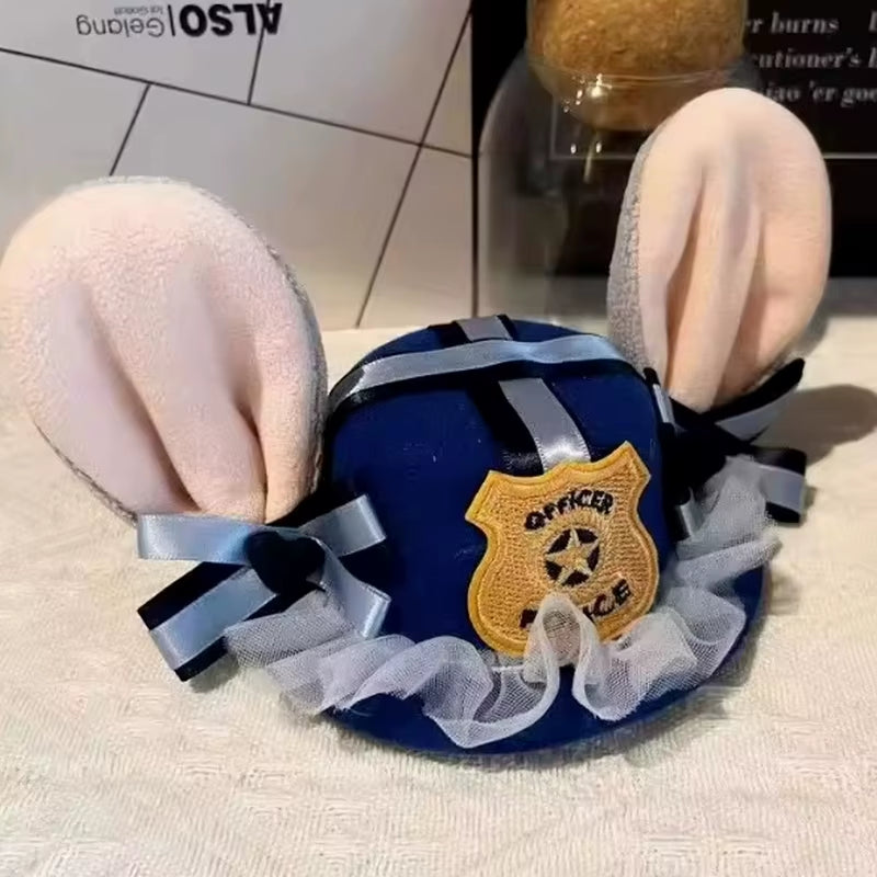 New Judy Hat Rabbit Bowler Hat Zootopia Police Officer Judy Hat Children'S Adult Cosplay Headband Headwear Hat Cute Gift Hot