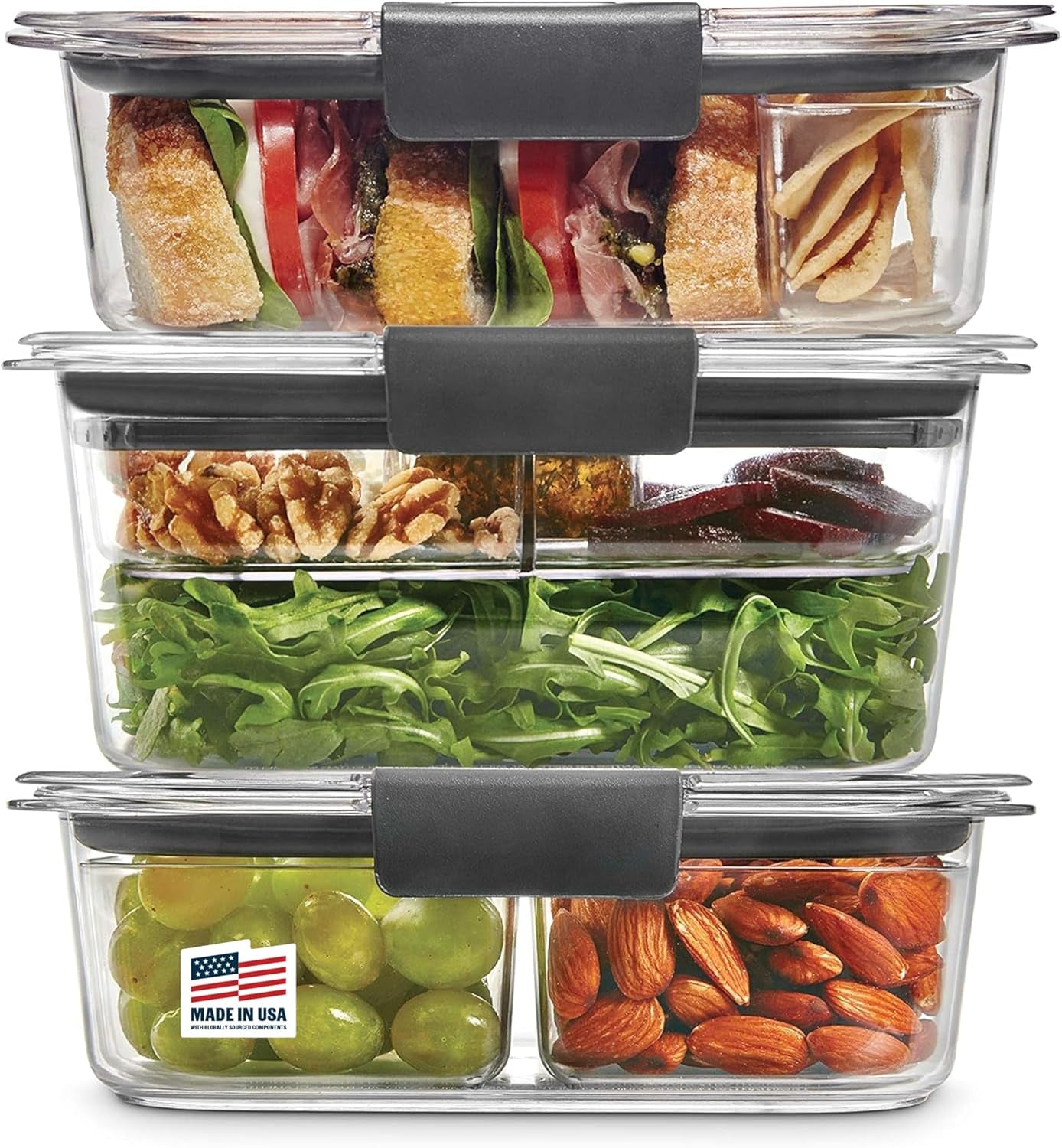 Brilliance Food Storage Containers BPA Free Airtight Lids Ideal for Lunch Meal Prep & Leftovers Set of 5 (3.2 Cup)