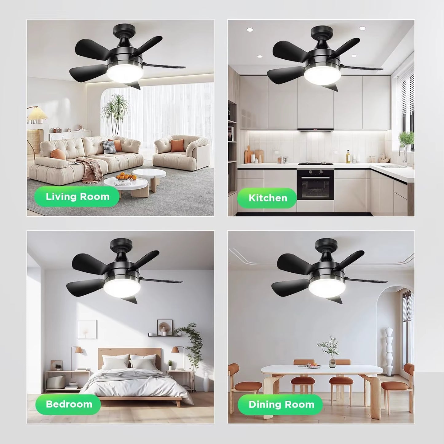 2-IN-1 Socket Fan Lights with Remote, Timing Funtion, 3 Color Temperature&6 Speeds, E26/E27 Bulb Ceiling Fans Lamps for Room