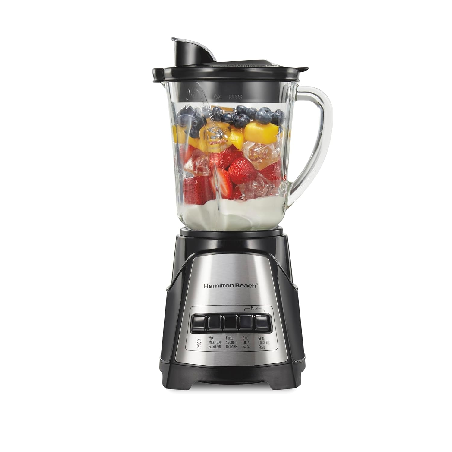 Power Elite Wave Action Blender for Smoothies, 40 Oz Glass Jar, 12 Functions Including Puree, Crush Ice, 700 Watts - Black (58148A)