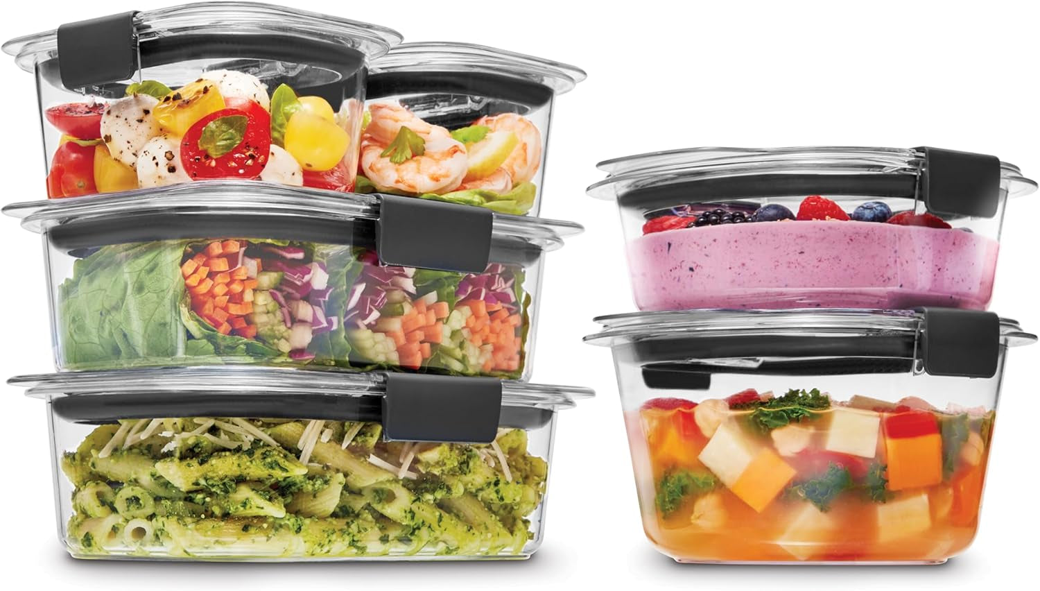 Brilliance Food Storage Containers BPA Free Airtight Lids Ideal for Lunch Meal Prep & Leftovers Set of 5 (3.2 Cup)