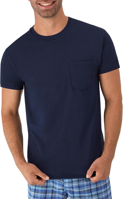Men'S Pocket T-Shirt Pack, 6-Pack, Cool & Breathable Cotton Tees, Stay-Tucked Undershirts for Men
