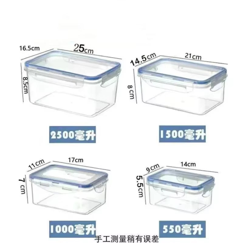 Sealed Rectangular Refrigerator Storage Box with Lid Plastic Crisper Microwave-Heated Lunch Box with Lid