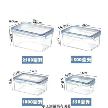 Sealed Rectangular Refrigerator Storage Box with Lid Plastic Crisper Microwave-Heated Lunch Box with Lid